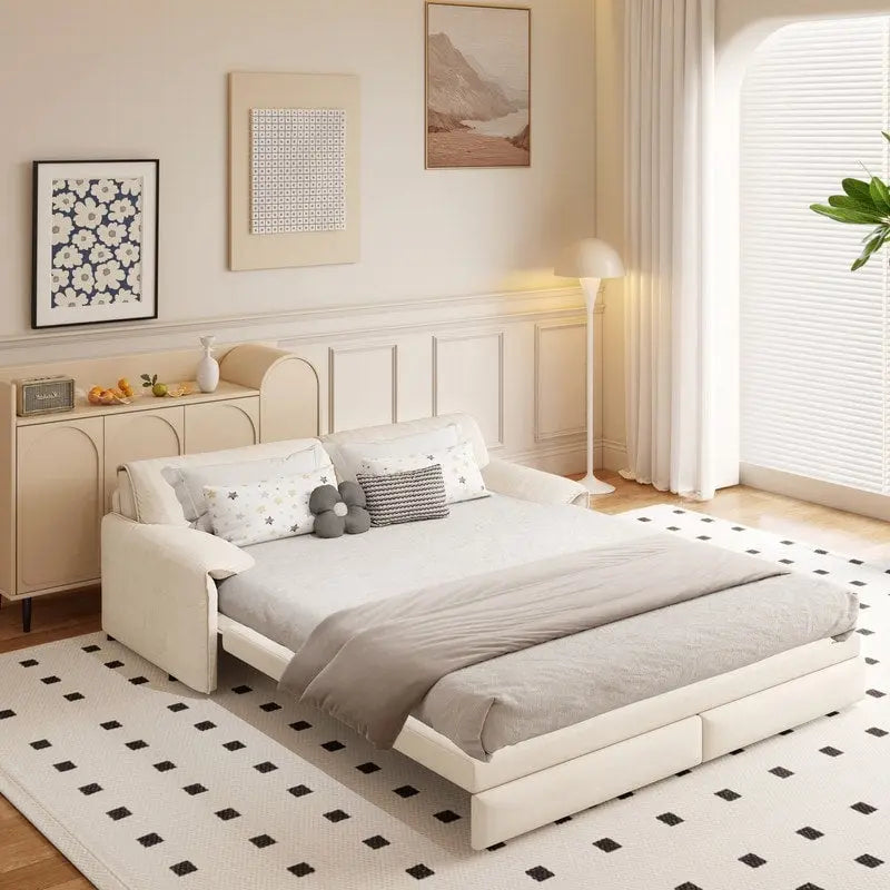 Sofá Cama Queen de 66 pulgadas con Sofá Convertible 3 en 1 y Almacenamiento Lateral