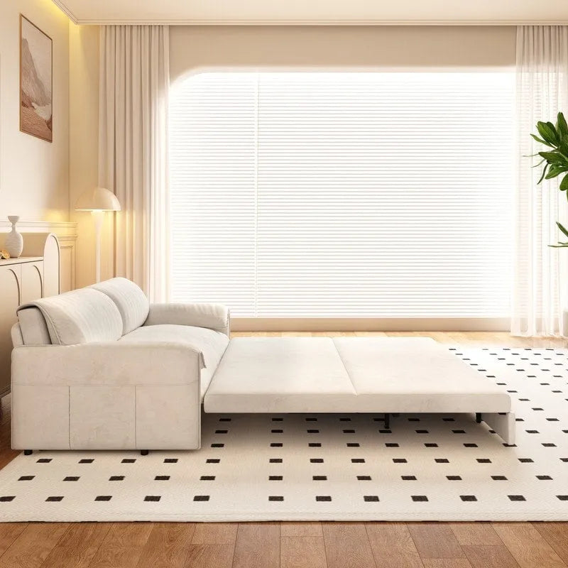 Sofá Cama Queen de 66 pulgadas con Sofá Convertible 3 en 1 y Almacenamiento Lateral