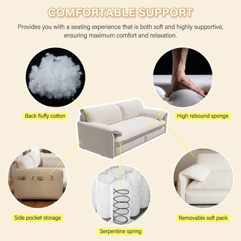 Sofá Cama Queen de 66 pulgadas con Sofá Convertible 3 en 1 y Almacenamiento Lateral