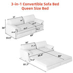 Sofá Cama Queen de 66 pulgadas con Sofá Convertible 3 en 1 y Almacenamiento Lateral
