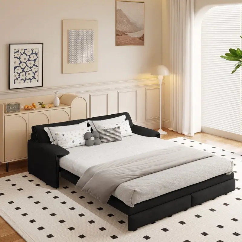Sofá Cama Queen de 66 pulgadas con Sofá Convertible 3 en 1 y Almacenamiento Lateral
