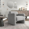 Sillón moderno de tela boucle con brazos, sillón individual tapizado