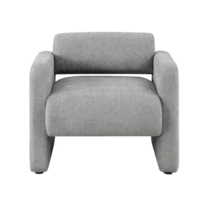 Sillón moderno de tela boucle con brazos, sillón individual tapizado