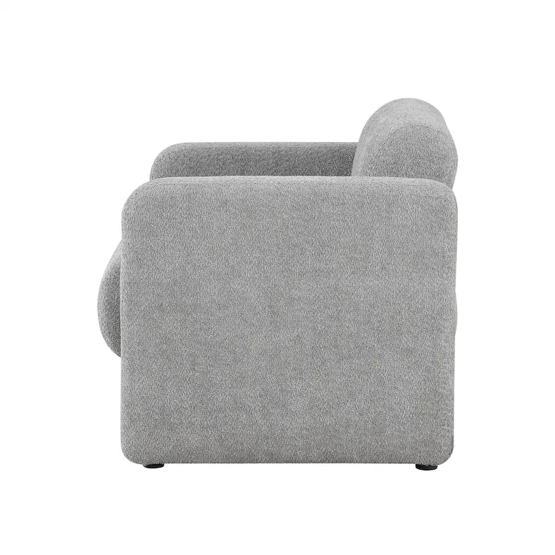 Sillón moderno de tela boucle con brazos, sillón individual tapizado