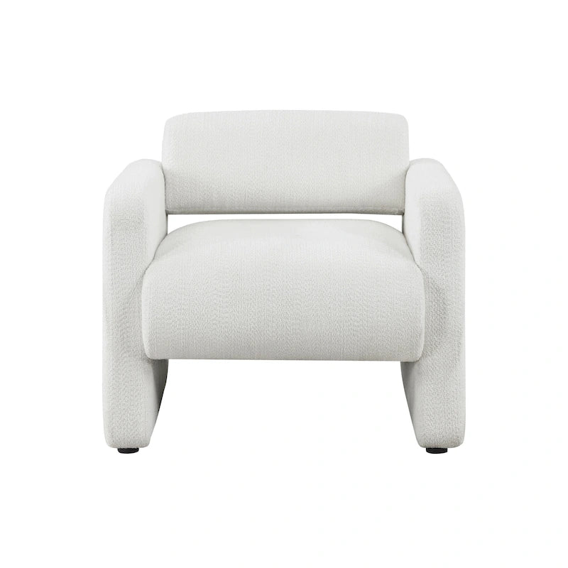 Sillón moderno de tela boucle con brazos, sillón individual tapizado