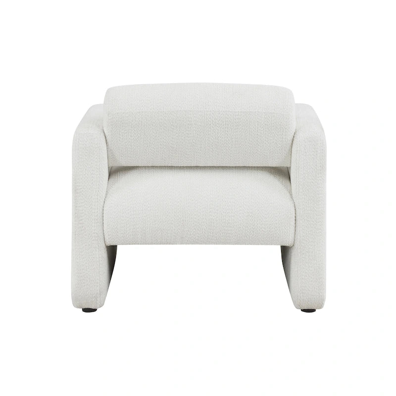 Sillón moderno de tela boucle con brazos, sillón individual tapizado