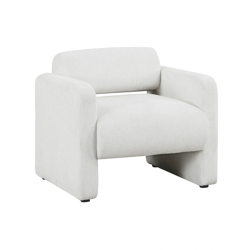 Sillón moderno de tela boucle con brazos, sillón individual tapizado