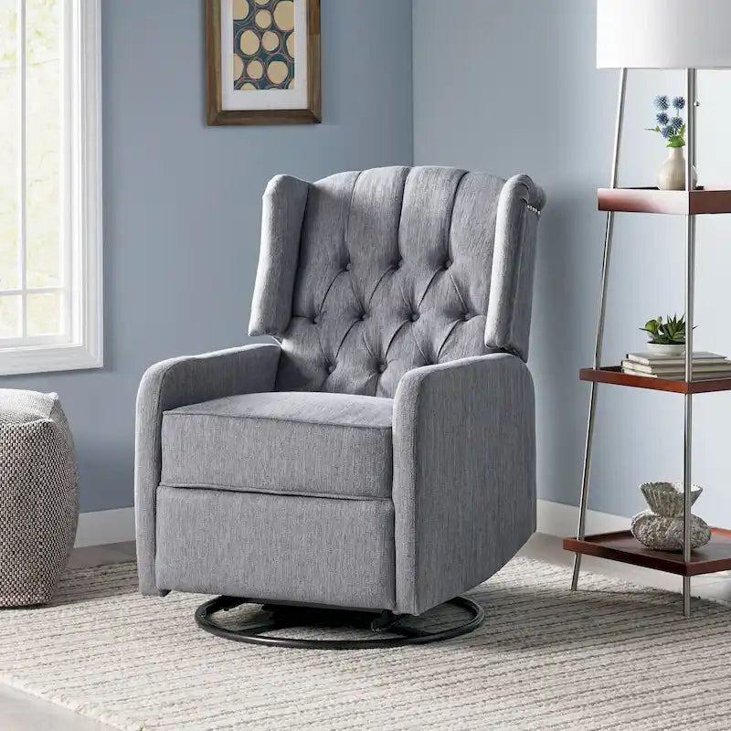 Sillón reclinable giratorio tapizado contemporáneo con orejero