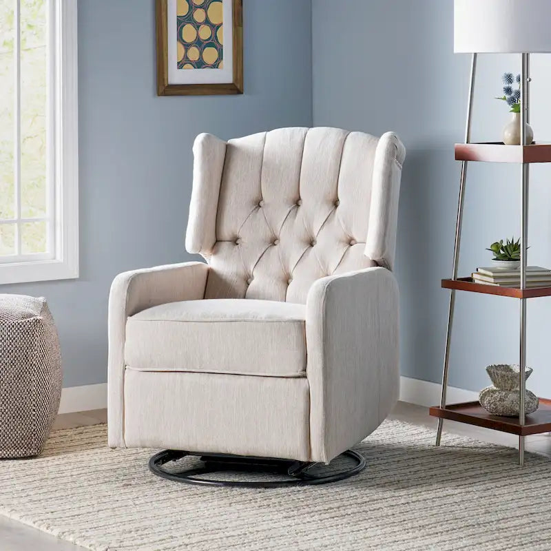 Sillón reclinable giratorio tapizado contemporáneo con orejero
