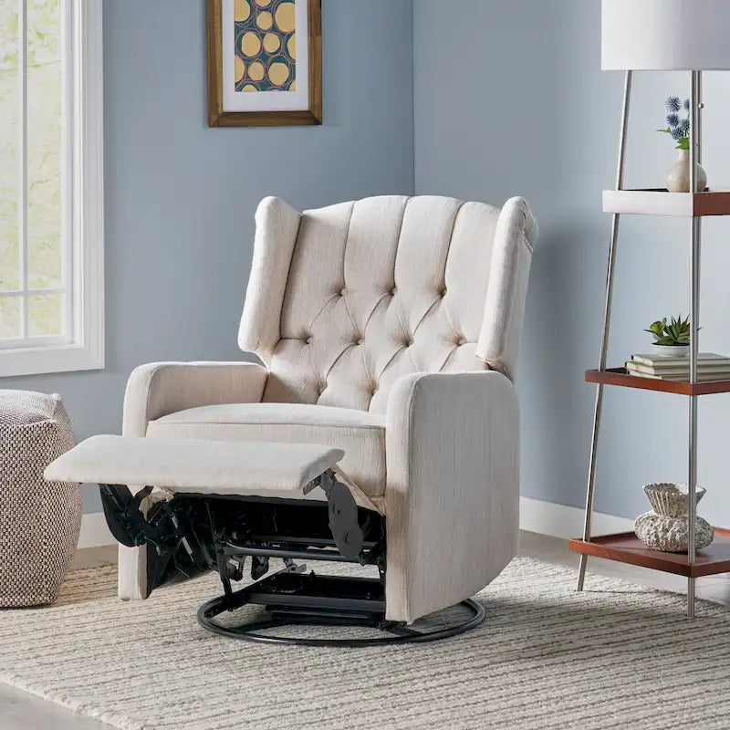 Sillón reclinable giratorio tapizado contemporáneo con orejero