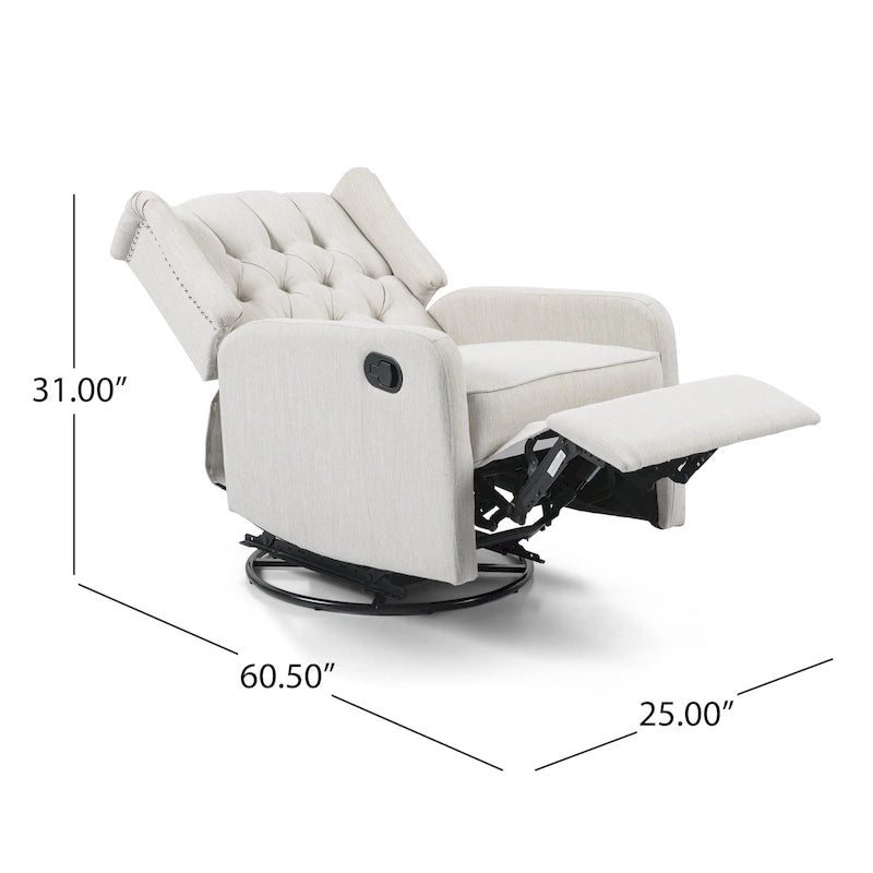 Sillón reclinable giratorio tapizado contemporáneo con orejero