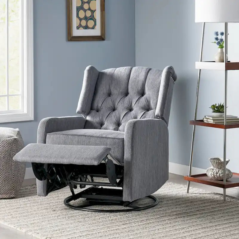 Sillón reclinable giratorio tapizado contemporáneo con orejero