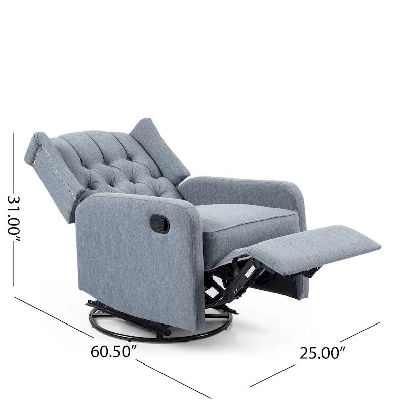 Sillón reclinable giratorio tapizado contemporáneo con orejero