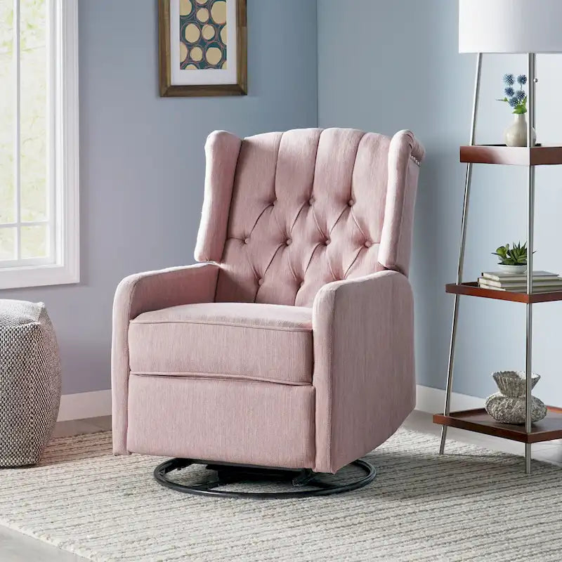 Sillón reclinable giratorio tapizado contemporáneo con orejero