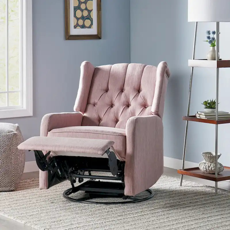 Sillón reclinable giratorio tapizado contemporáneo con orejero