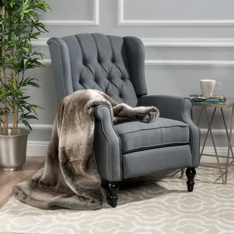 Sillón reclinable Walter Wingback de tela capitoné