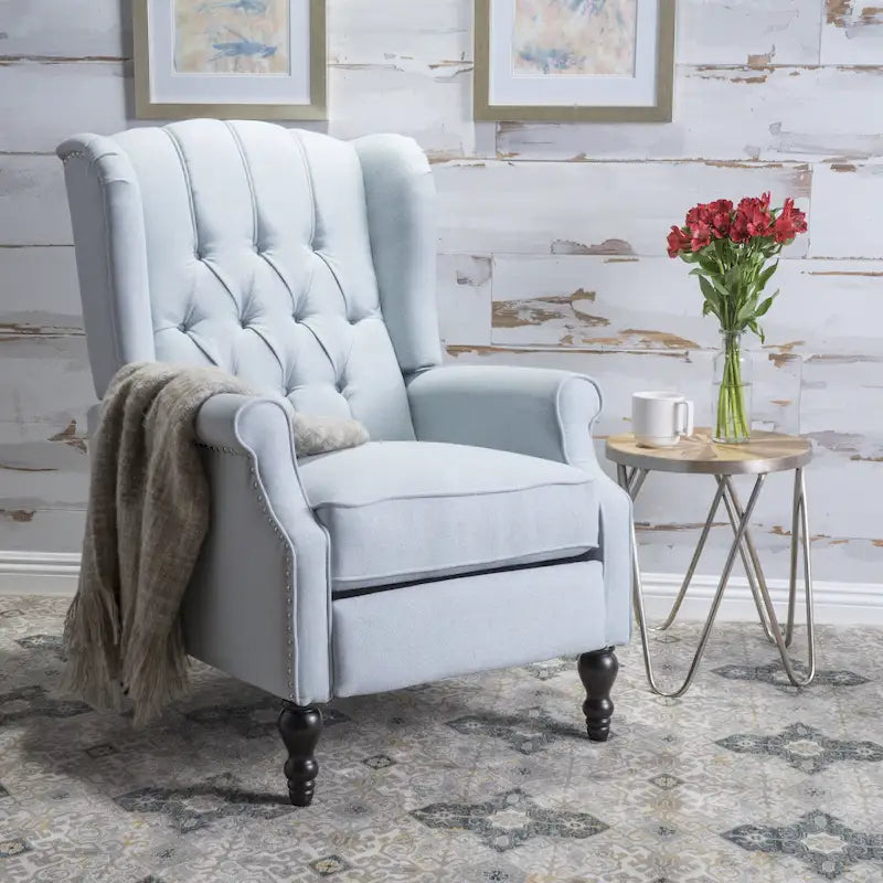 Sillón reclinable Walter Wingback de tela capitoné