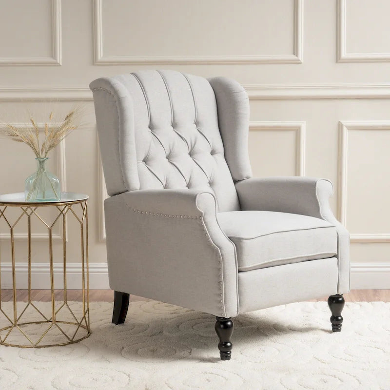 Sillón reclinable Walter Wingback de tela capitoné