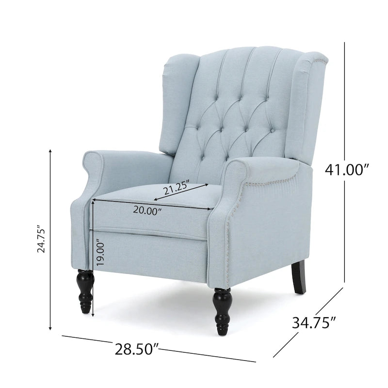 Sillón reclinable Walter Wingback de tela capitoné