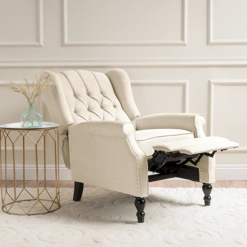 Sillón reclinable Walter Wingback de tela capitoné