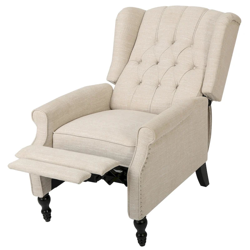 Sillón reclinable Walter Wingback de tela capitoné