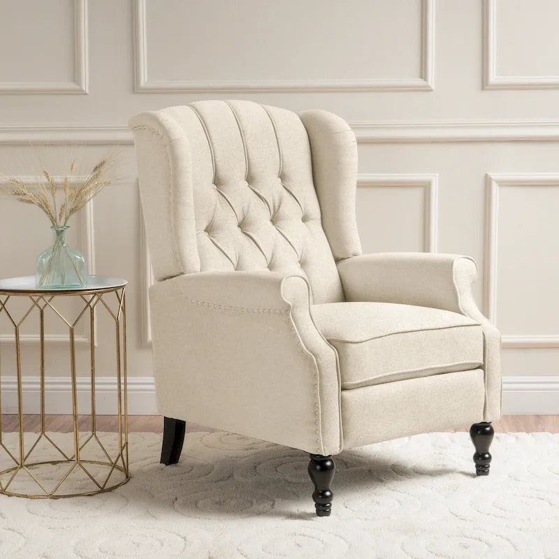 Sillón reclinable Walter Wingback de tela capitoné