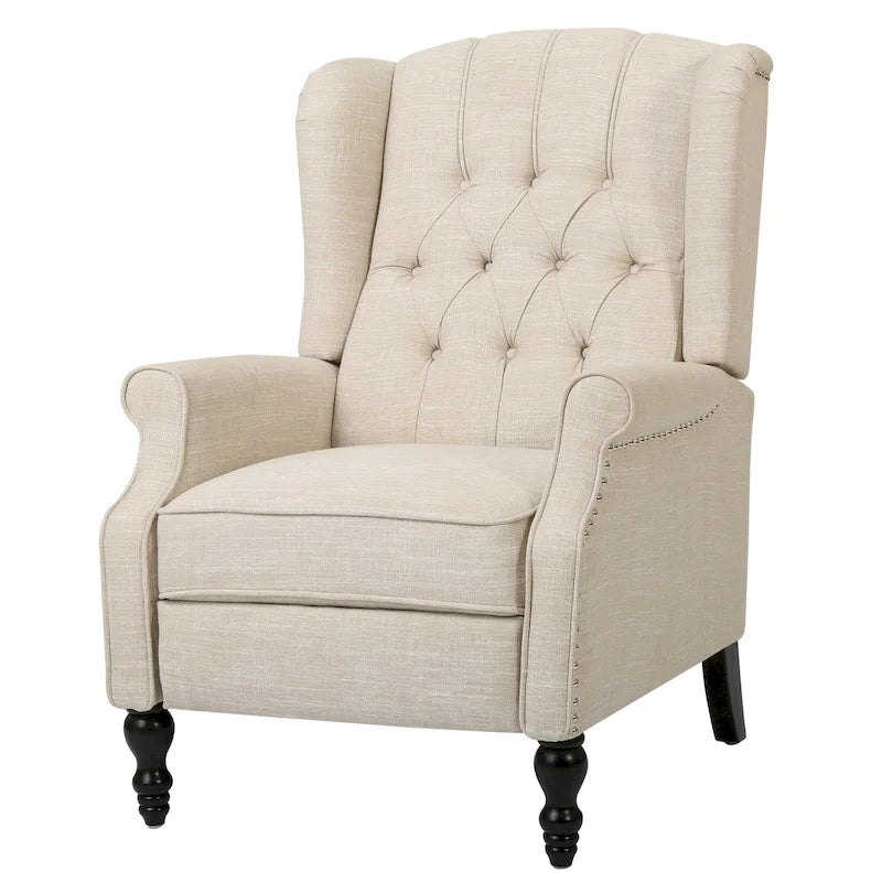 Sillón reclinable Walter Wingback de tela capitoné