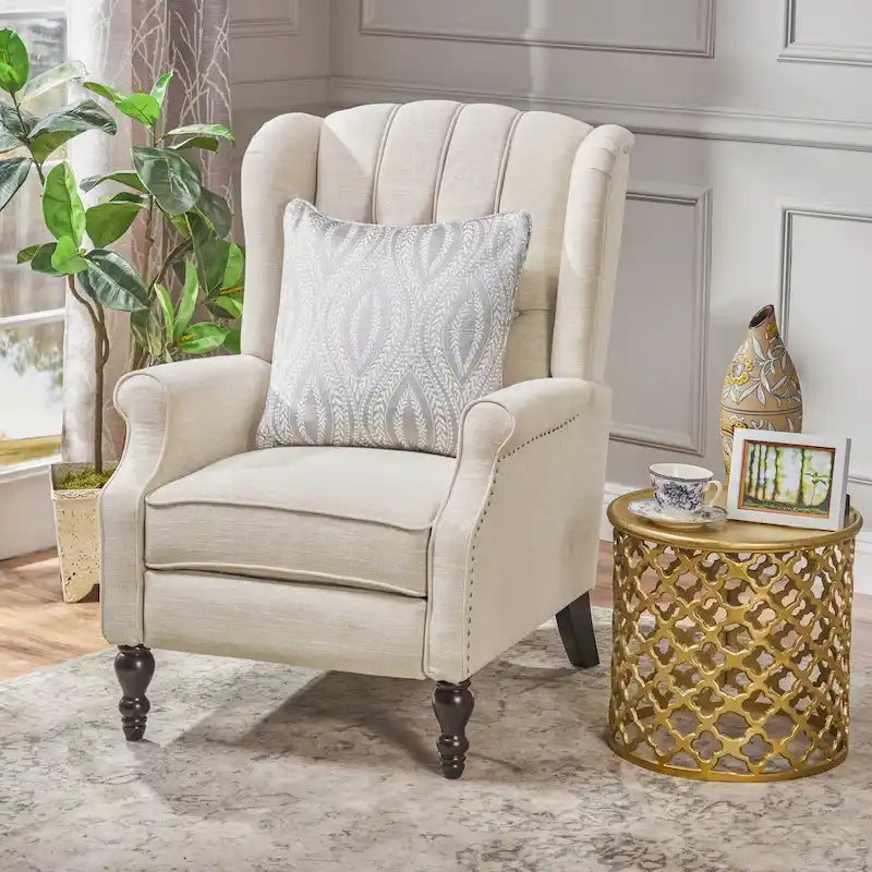 Sillón reclinable Walter Wingback de tela capitoné