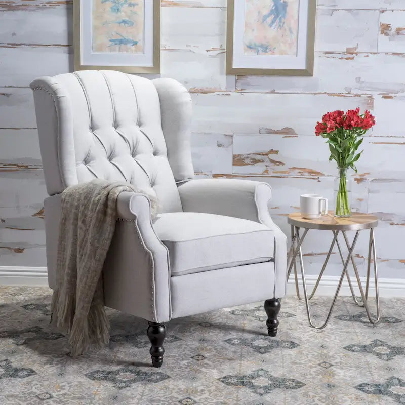 Sillón reclinable Walter Wingback de tela capitoné