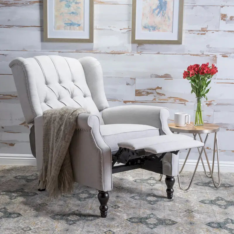Sillón reclinable Walter Wingback de tela capitoné