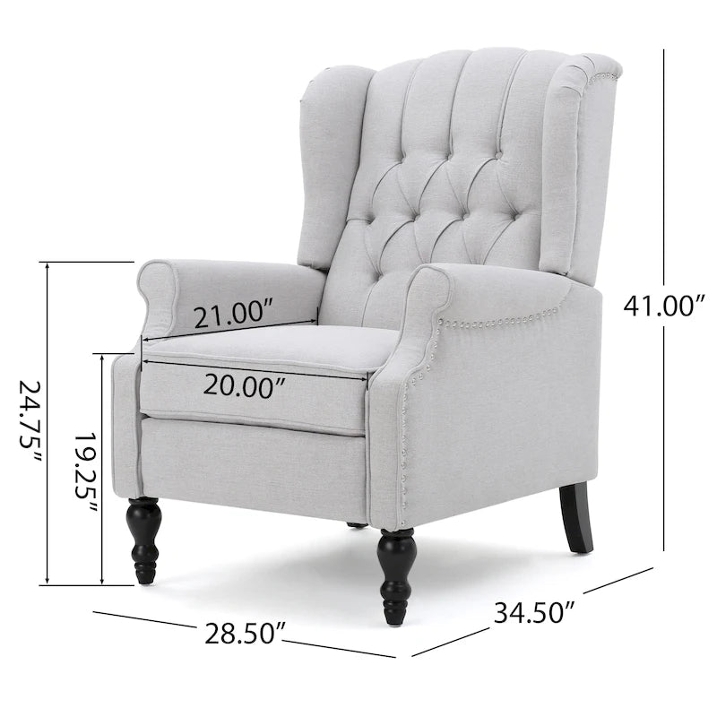 Sillón reclinable Walter Wingback de tela capitoné
