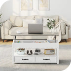 Mesa de centro elevable de madera con estante de almacenamiento y cajones