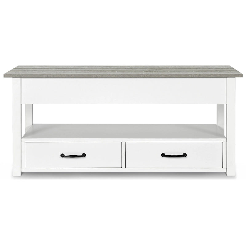 Mesa de centro elevable de madera con estante de almacenamiento y cajones