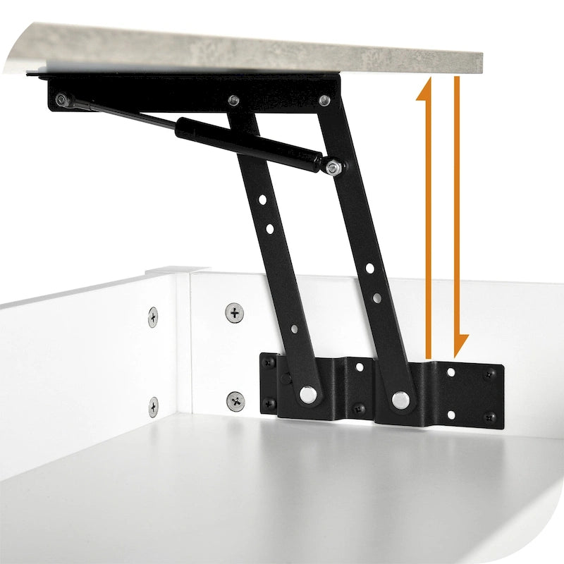 Mesa de centro elevable de madera con estante de almacenamiento y cajones