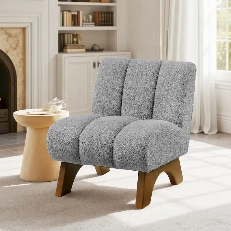 Sillón moderno de madera y tela