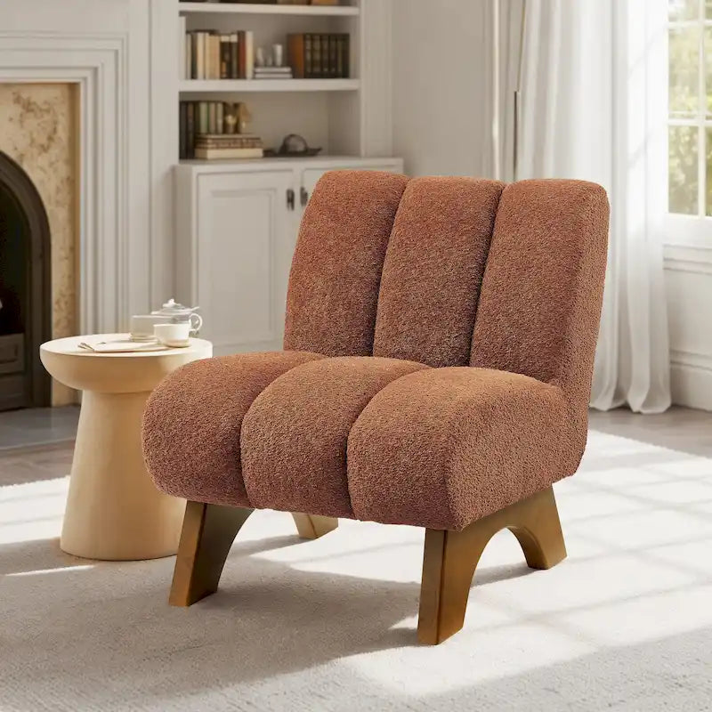 Sillón moderno de madera y tela