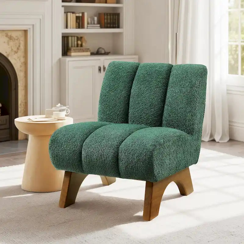 Sillón moderno de madera y tela