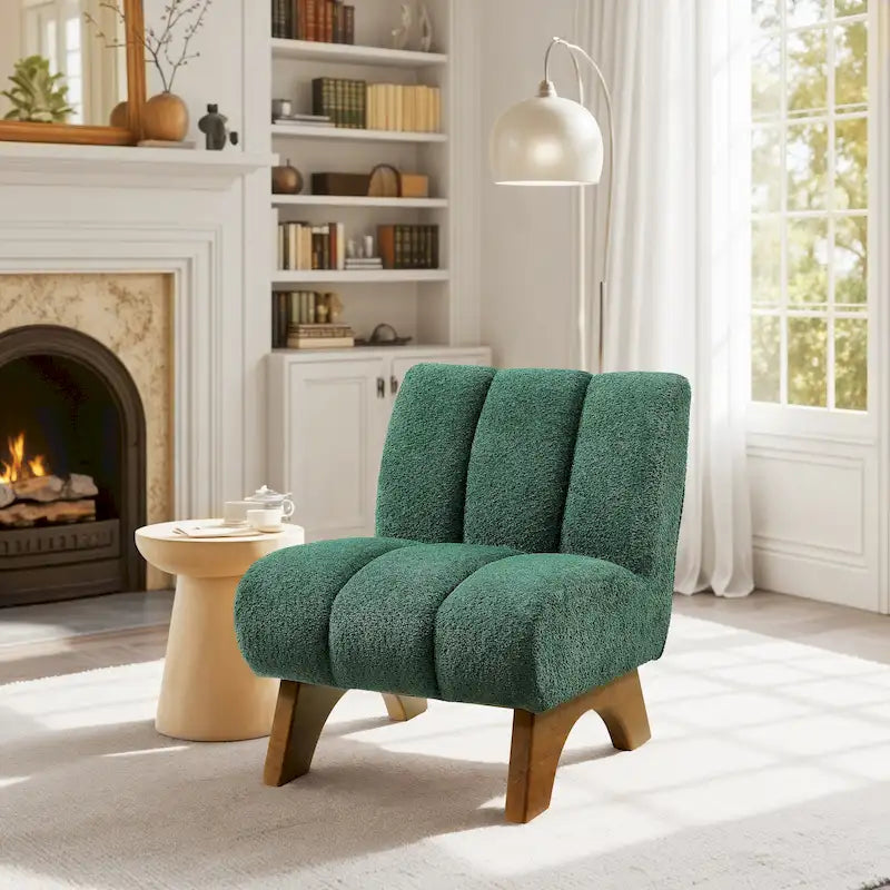 Sillón moderno de madera y tela
