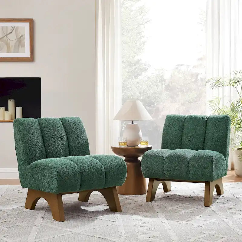 Sillón moderno de madera y tela