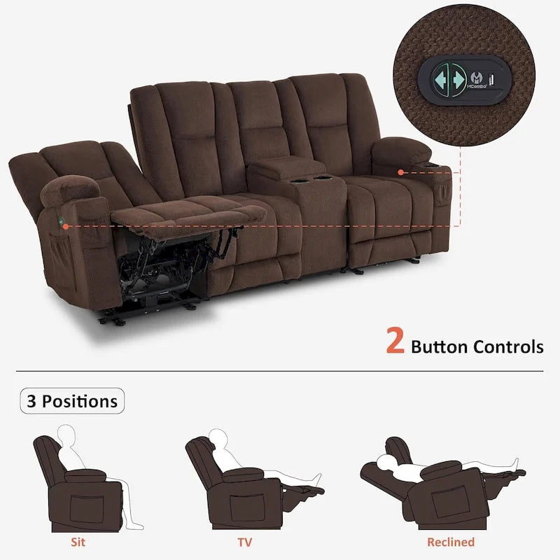 Sofá Reclinable Eléctrico con Masaje y Calefacción Lumbar