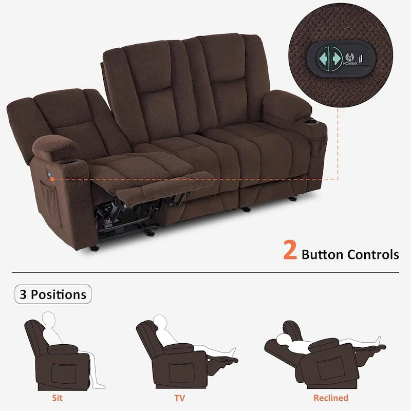 Sofá Reclinable Eléctrico con Masaje y Calefacción Lumbar