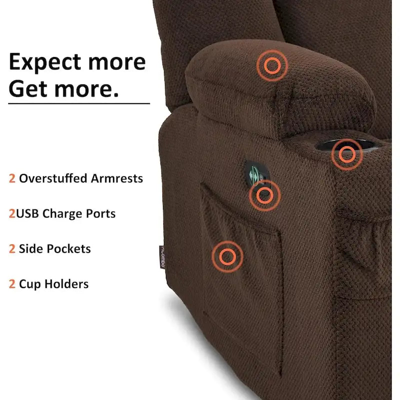Sofá Reclinable Eléctrico con Masaje y Calefacción Lumbar