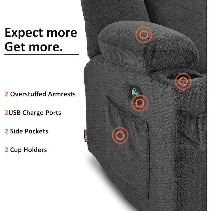 Sofá Reclinable Eléctrico con Masaje y Calefacción Lumbar