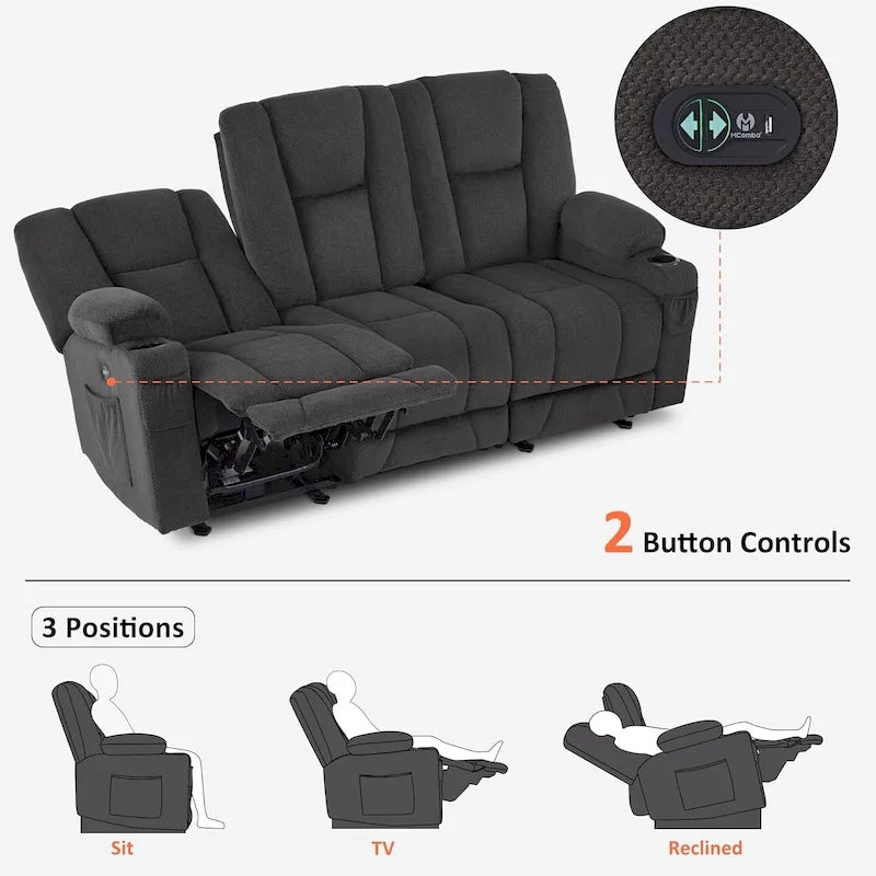 Sofá Reclinable Eléctrico con Masaje y Calefacción Lumbar
