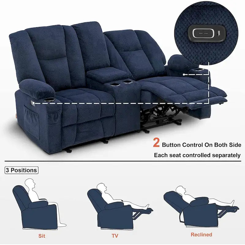 Sofá Reclinable Eléctrico con Masaje y Calefacción Lumbar