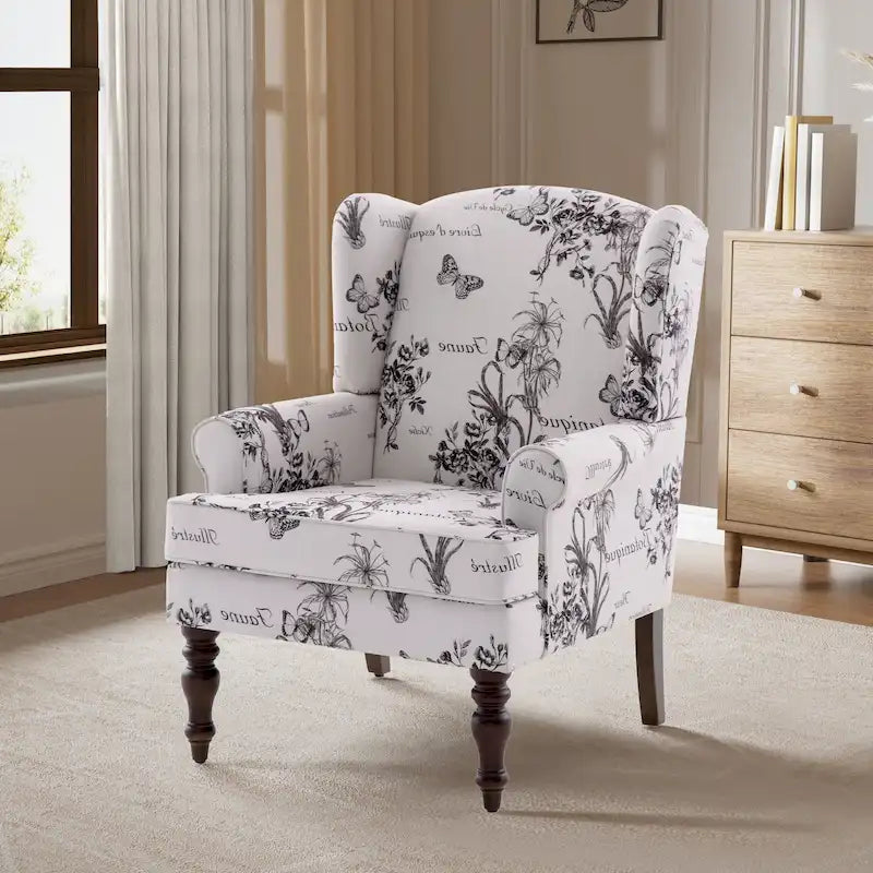 Sillón decorativo con patas torneadas y brazos redondos
