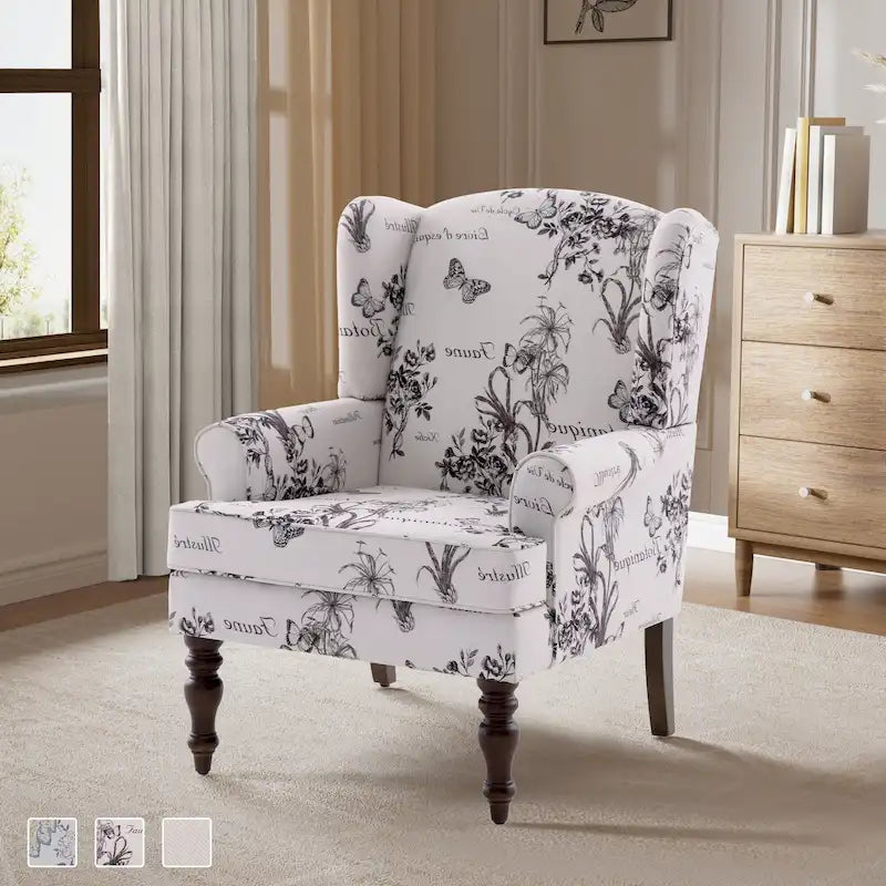 Sillón decorativo con patas torneadas y brazos redondos