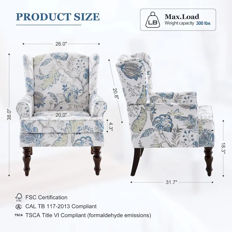 Sillón decorativo con patas torneadas y brazos redondos