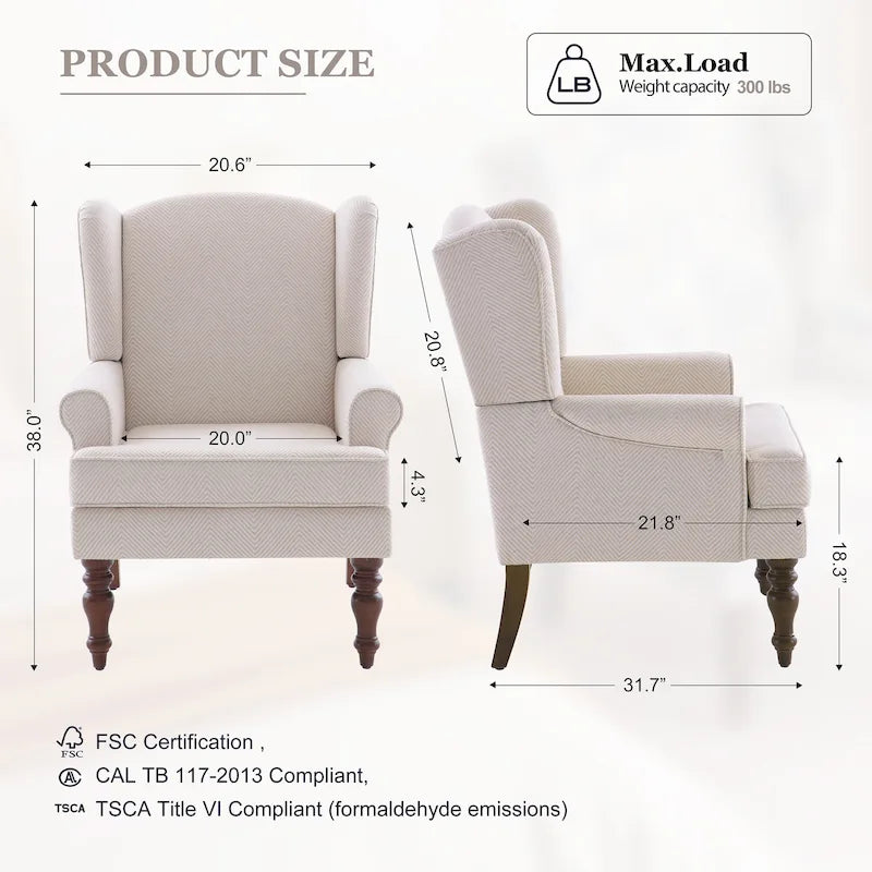 Sillón decorativo con patas torneadas y brazos redondos