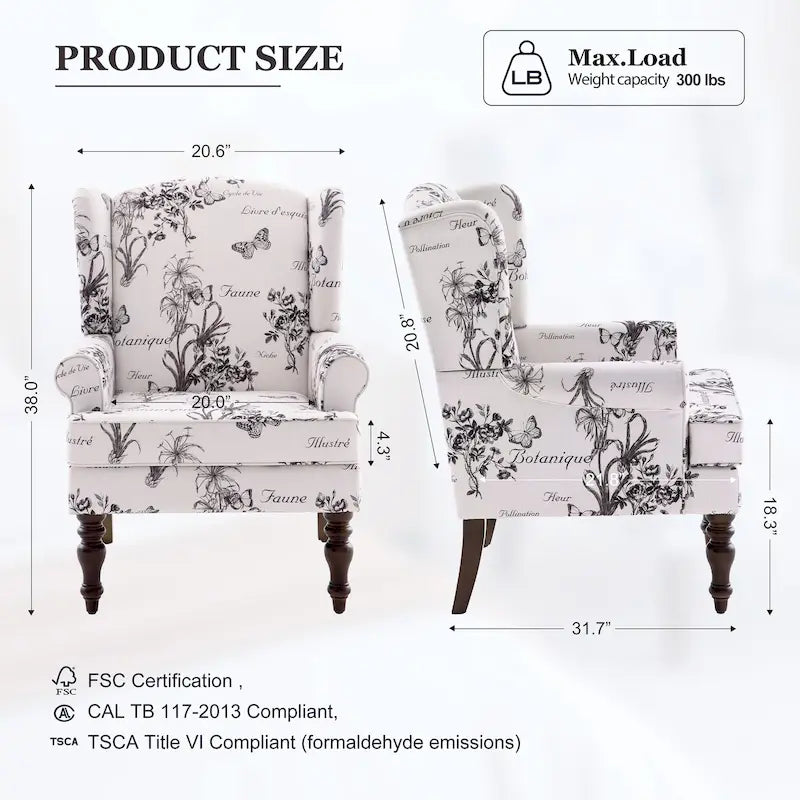 Sillón decorativo con patas torneadas y brazos redondos
